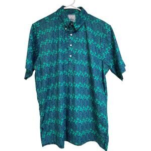 Vintage Hawaii ID Mens L Green Butterfly Hawaiian Shirt Retro Bright 100% Cotton